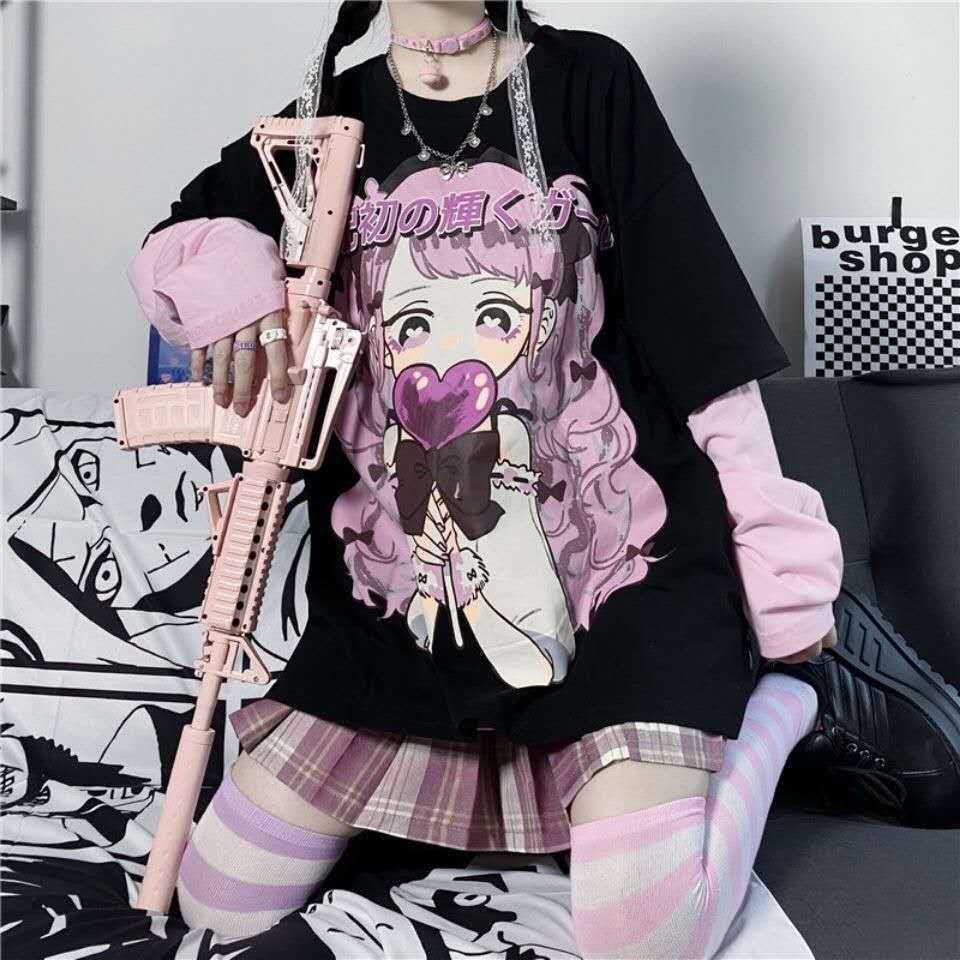 Léto Ženy Estetický Volný Punk Dámské tričko Goth Tee Tmavý Grunge Dámská Gotická trička Oblečení Harajuku Top Y2k Streetwear