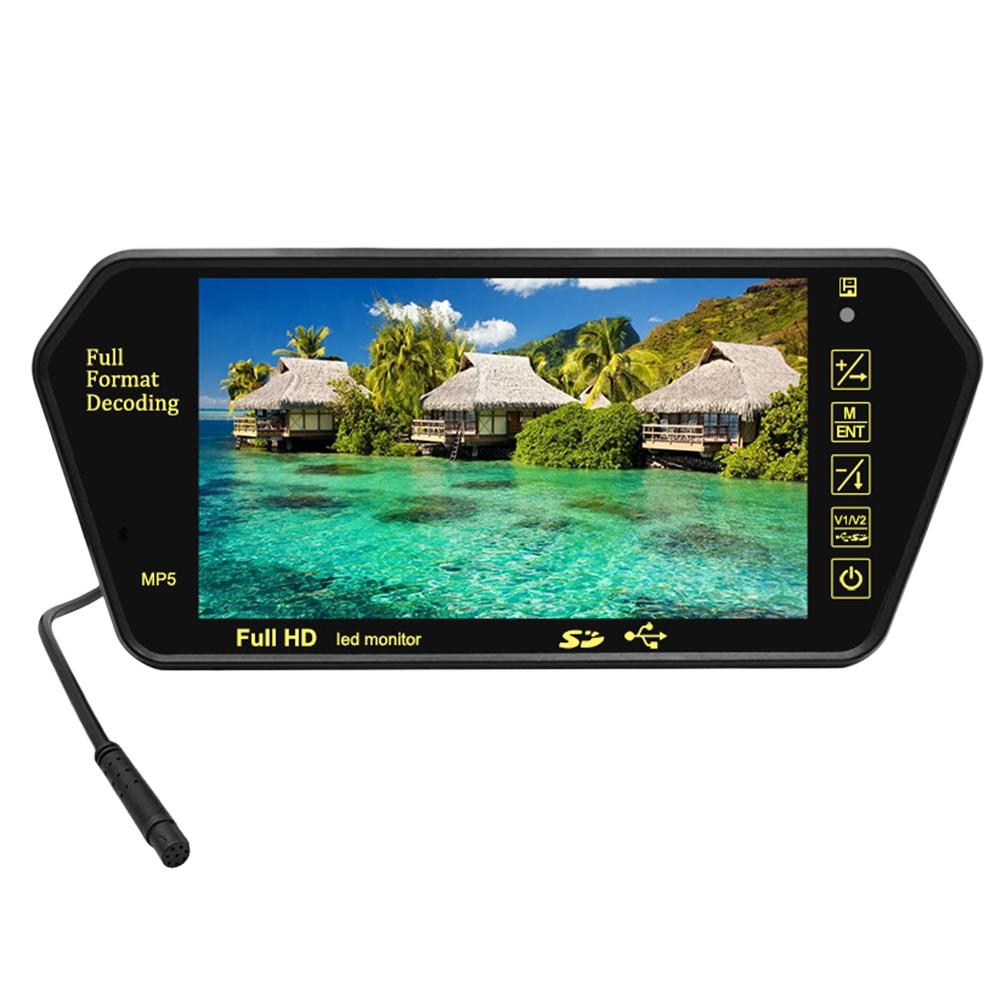 

7-дюймовый Full HD зеркальный монитор с ЖК-экраном, цветной мультимедийный проигрыватель, FM-передатчик, автомобильная автоматическая камера заднего вида TF BT