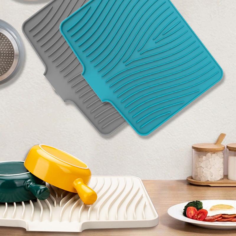 Silicone Dish Drying Mat Drain Pad Kitchen Pans Tableware Coaster Eco-Friendly Drainer Mat For Home Kitchen Tableware