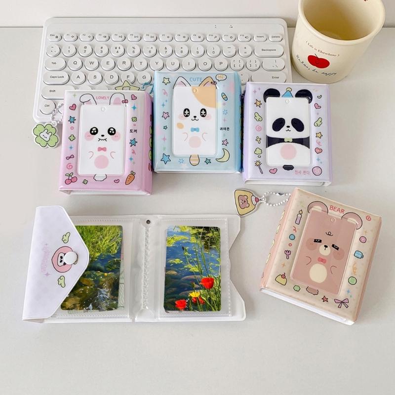 Cute Animal Theme Kpop Photocard Organizers 40 Pocket PVC Binder Book Mini Travel Photo Album with Charm for Fan Gift