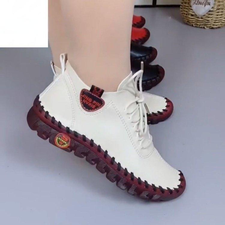 Women Shoes Platform Loafers Lace Up Leather Flat Slip-On Spring Casual Shoes
