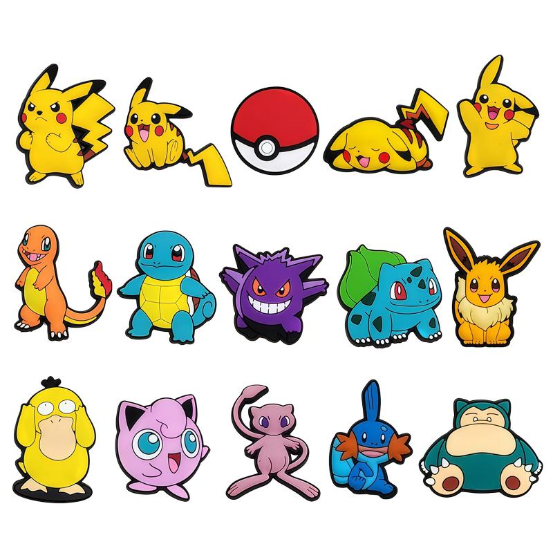 Pikachu Cartoon Shoe Charms Anime Cute Charmander Squirtle Diy Accessories For Sandals Bags Decoration Gifts For Kids Adults Children's Birthday Gift
