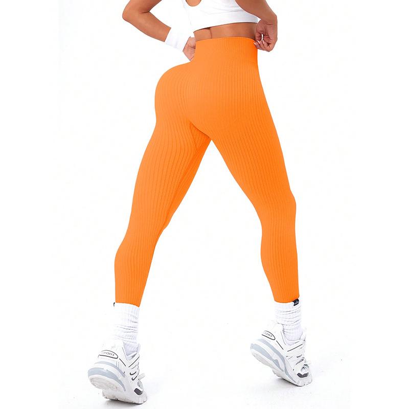 Women's High-Waist Ribbed Yoga Leggings | Hip-Lifting Fitness Pants