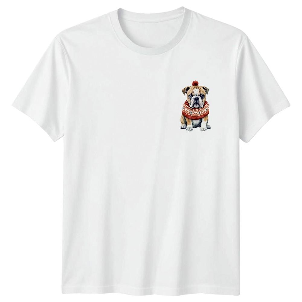 Bulldog Puppy Christmas Dog Winter Sweater Unisexs TShirt Unisexs Graphic Tee S