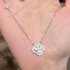 Sparkling Rhinestone Pendant Necklace With Adjustable Chain Lucky Clover Design Gift For Women