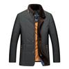 Jaqueta Quente Casual Masculina com Gola Alta, Espessada, para Pais de Meia-Idade e Idosos, para Negócios, Bainha Reta, Casaco de Abotoadura Simples