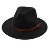 Big Edge Top Hat Belt Buckle Jazz Hat Men'S And Women'S Felt Hat Street Shooting Gambler Hat Concave Fedora Hat Tide