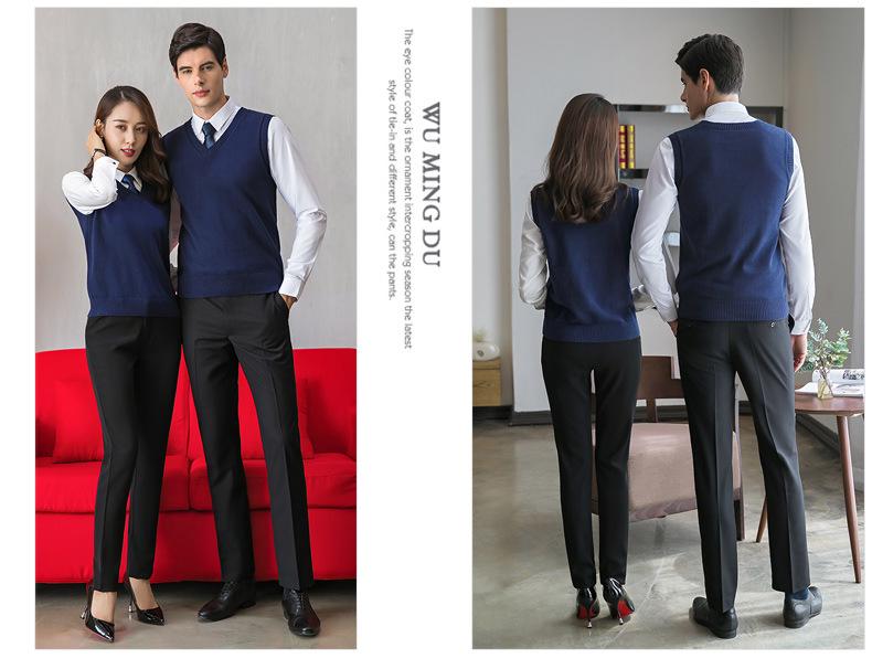 Unisex V-neck Wool Sweater Vest for Spring/Autumn Business Wear