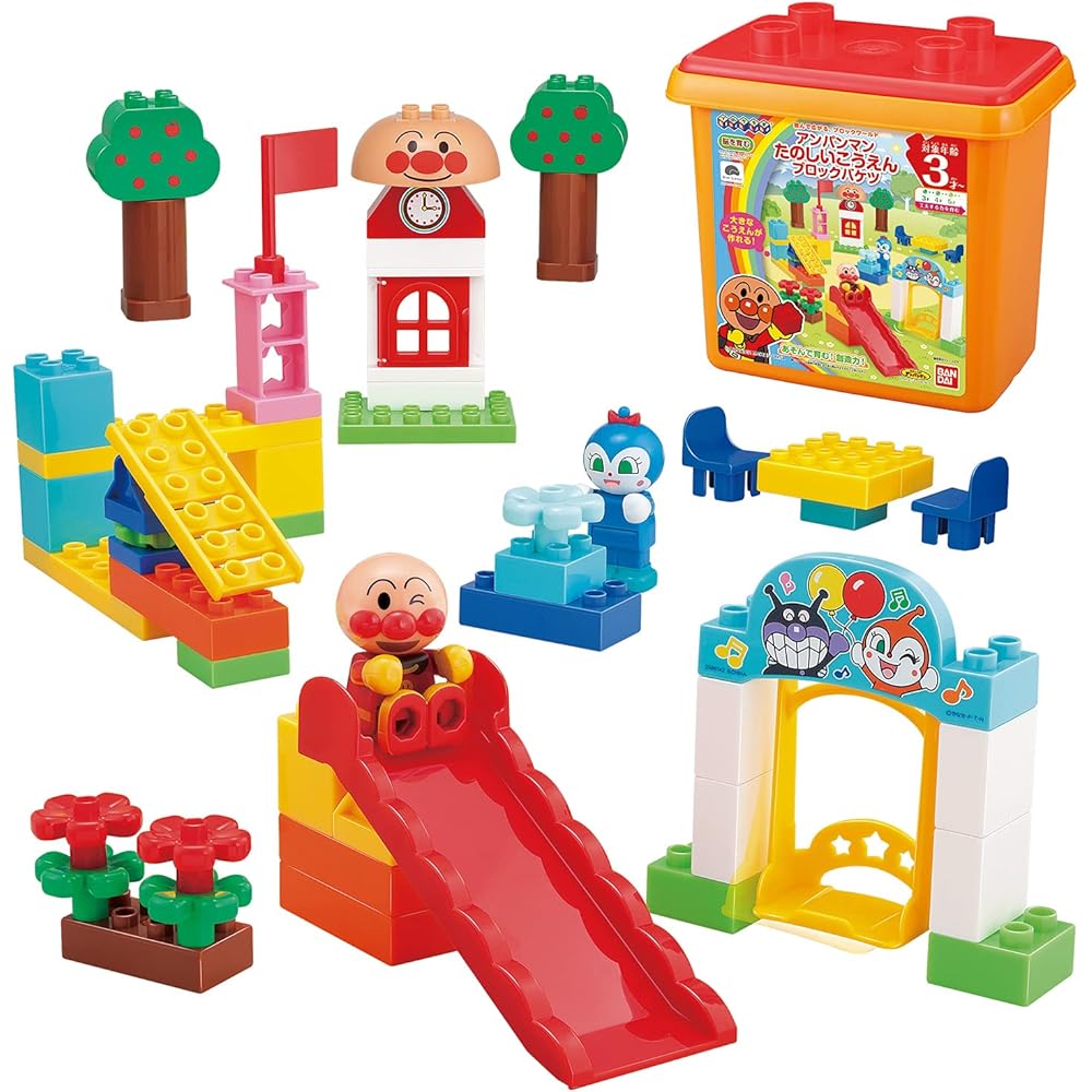 Bandai BlockLabo Anpanman Fun Park Block Bucket Age 3+ Building Toy