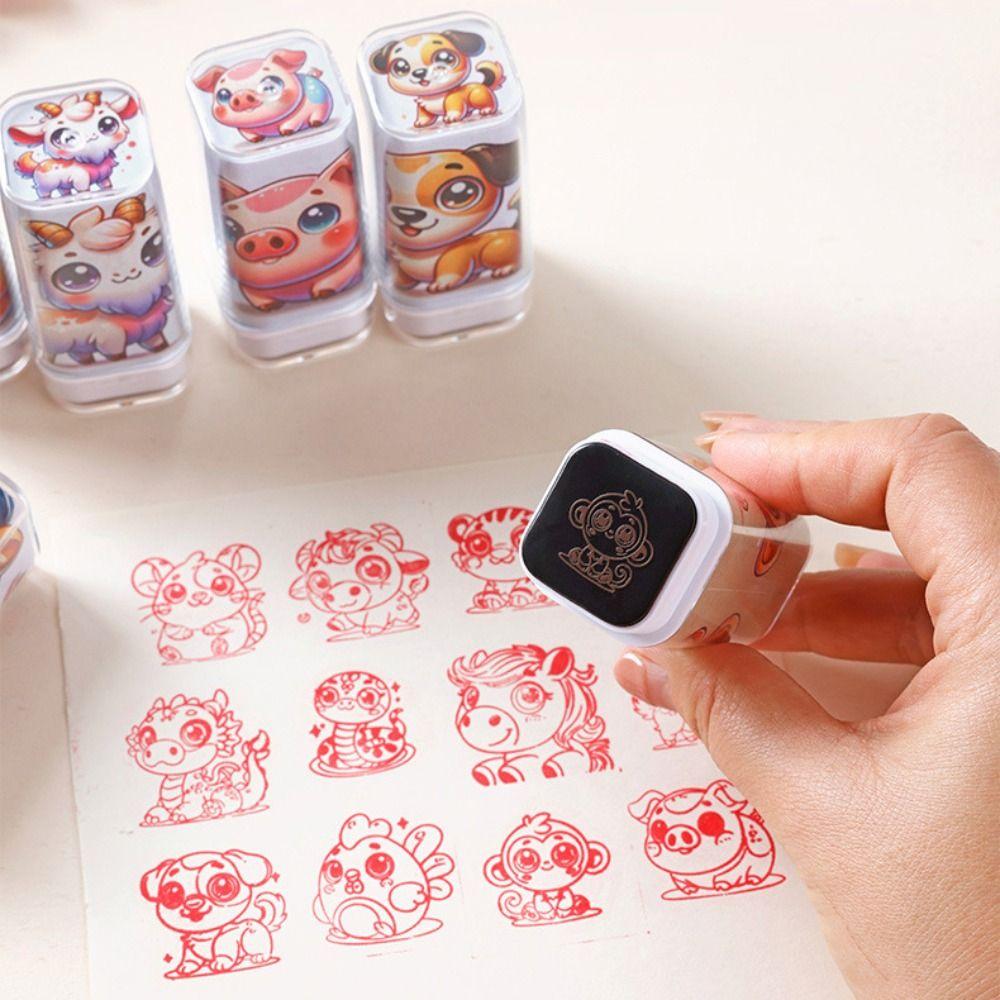 

DIY Painting Zodiac Stamps Dragon Monkey Animals Figure Stamps Scrapbooking Supplies Monkey