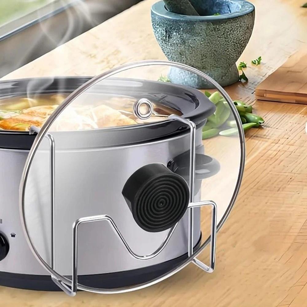 2pcs Anti-Tip Pot Lid Holder Non-Slip Lid Organizer Multifunctional Lid Storage Stand  Desktop