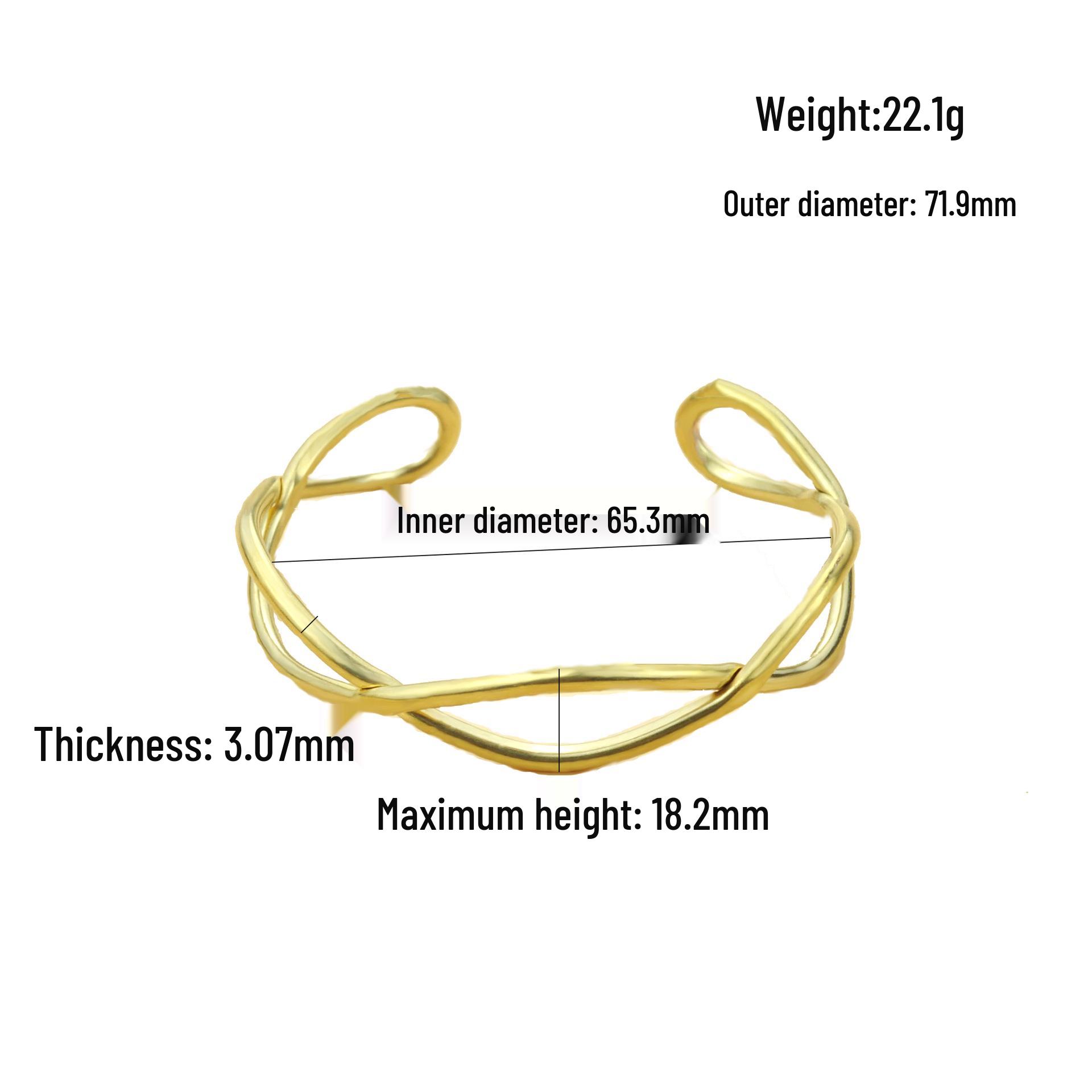 European American Exaggerated Metal Style Open Cuff Bracelet - Copper Intersecting Lines Design