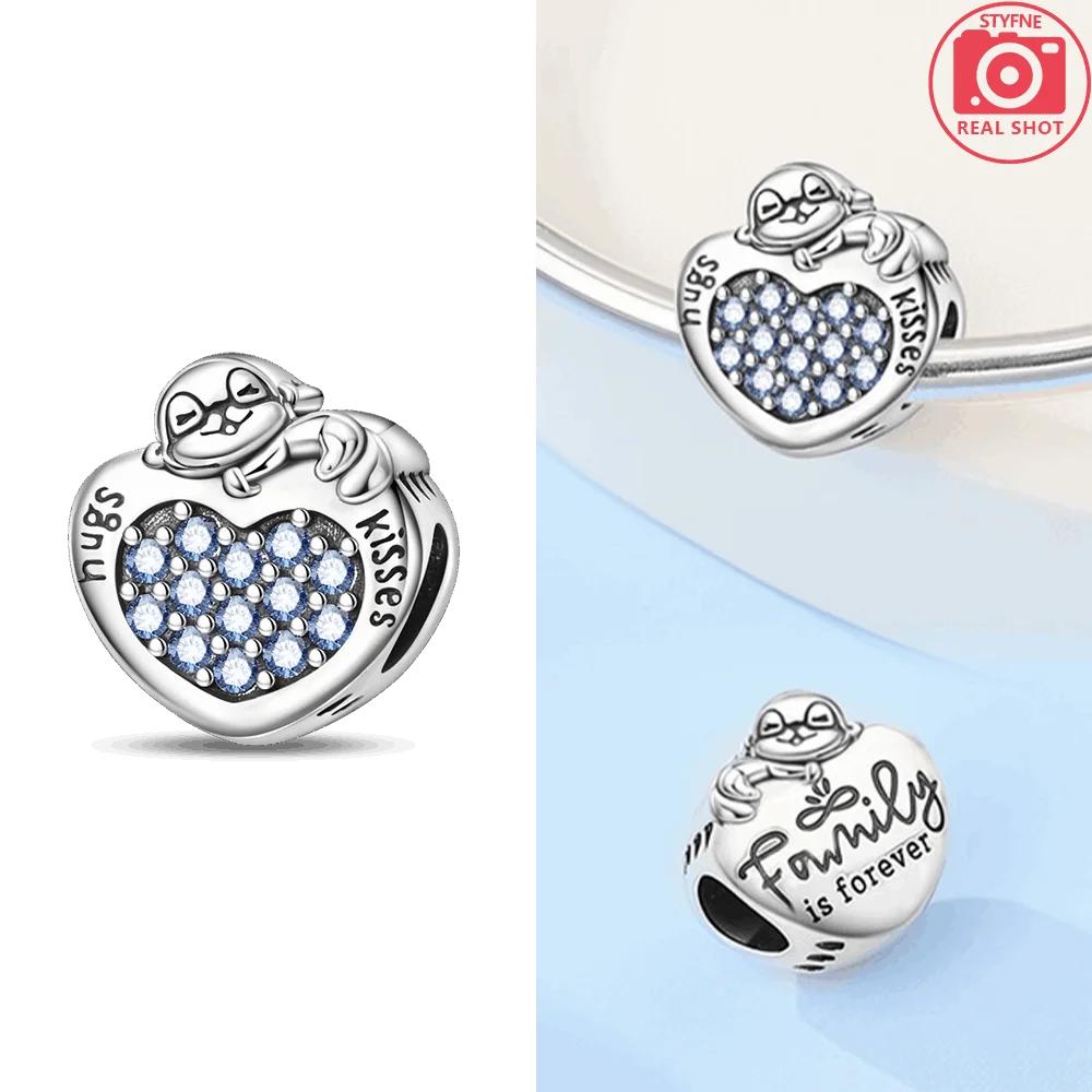 Heart Zircon Beetle Pendant Monkey Rabbit Beaded Original Copper Fit Bracelet Women Jewelry Diy Anniversary Fine Gift