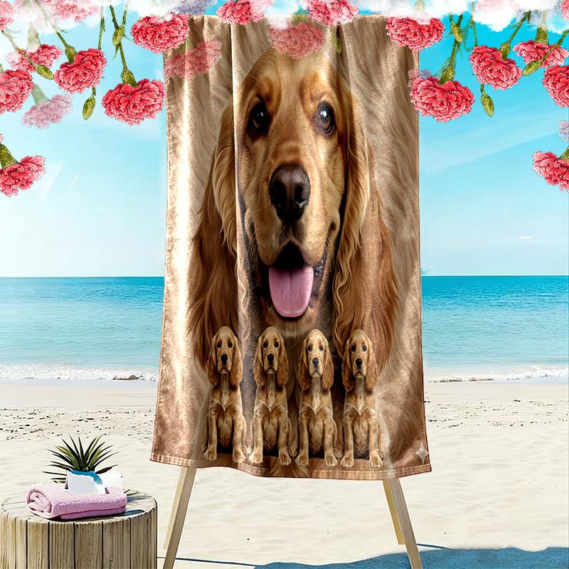 Serviette de plage imprimée Cocker Américain, Grande Serviette Douce à Séchage Rapide pour Plage, Camping, Natation