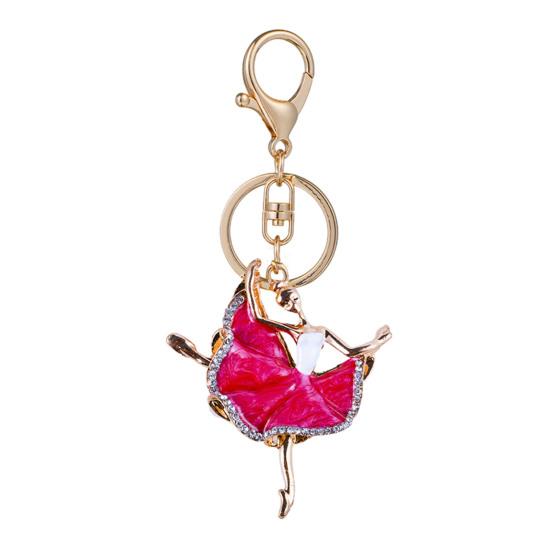 Ballerina Keychain for Women Girls Sparkling Rhinestone Ballet Dancer Keyring Pendant Alloy Bag Charm for Purse Wallet Car Keys
