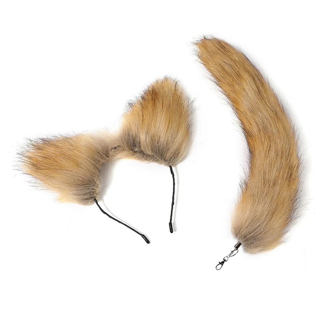 Stylish Fox Tail Pendant Keychain Adornment Dainty Cat Ear Hairband Portable Car Charm for Bag Backpack Decoration