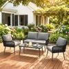 Rattan Garden Furniture Set 4 Piece Outdoor Patio Furniture With Tempered Glass Table And Chairs Indoor Balcony Conservatory Set