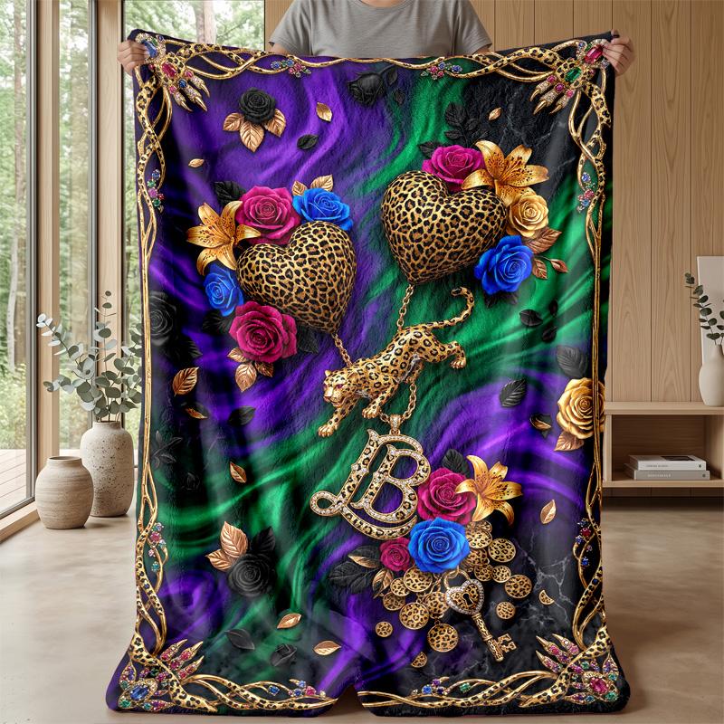 Leopard and Gold Elegance 1 Theme blanket Lightweight Warm Flannel Blanket Decorative Throw Blanket for Home Decoration