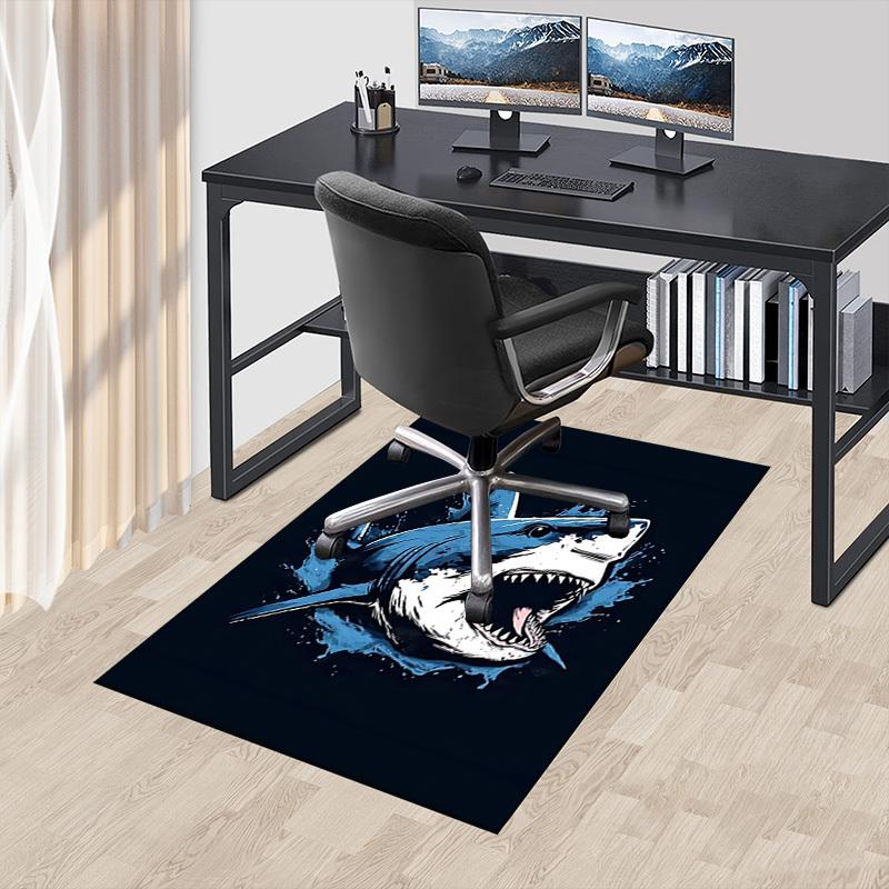 1 Stück Hai Ozean Teppich, Büroteppich Außenmatte Heimdekor Bereichsteppich Festival