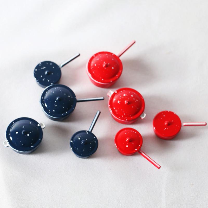 1/12 Miniature Pots Cooking Pot Set of 4 Dollhouse Kitchen Cookware Accessories