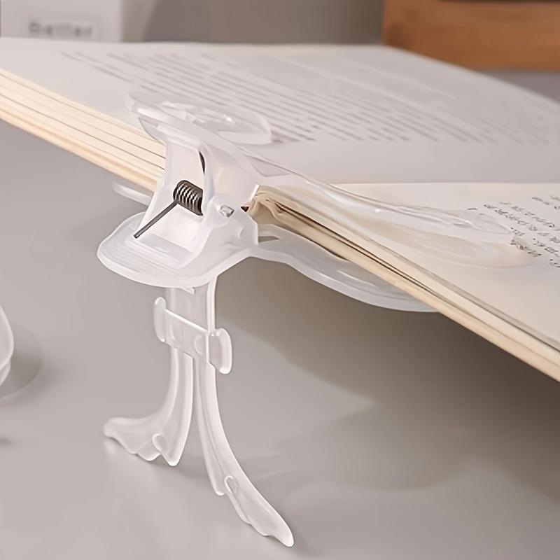 Plastic Anti-Slip Transparent Book Holder, 12° Desktop Reading Stand with Built-in Bookmark, Hands-Free Easy Reading Tool