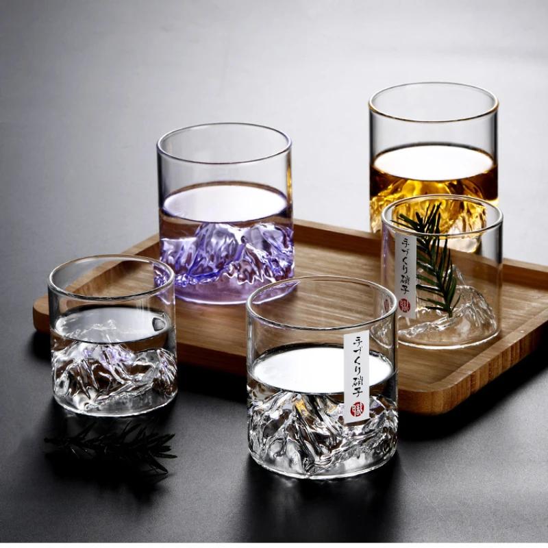 Fuji Mountain Drinking Cup Retro Japan Style Glass Cup Hand Made Teacup Whiskey Glass Tibetan Mountain Cup Water Glass Durable