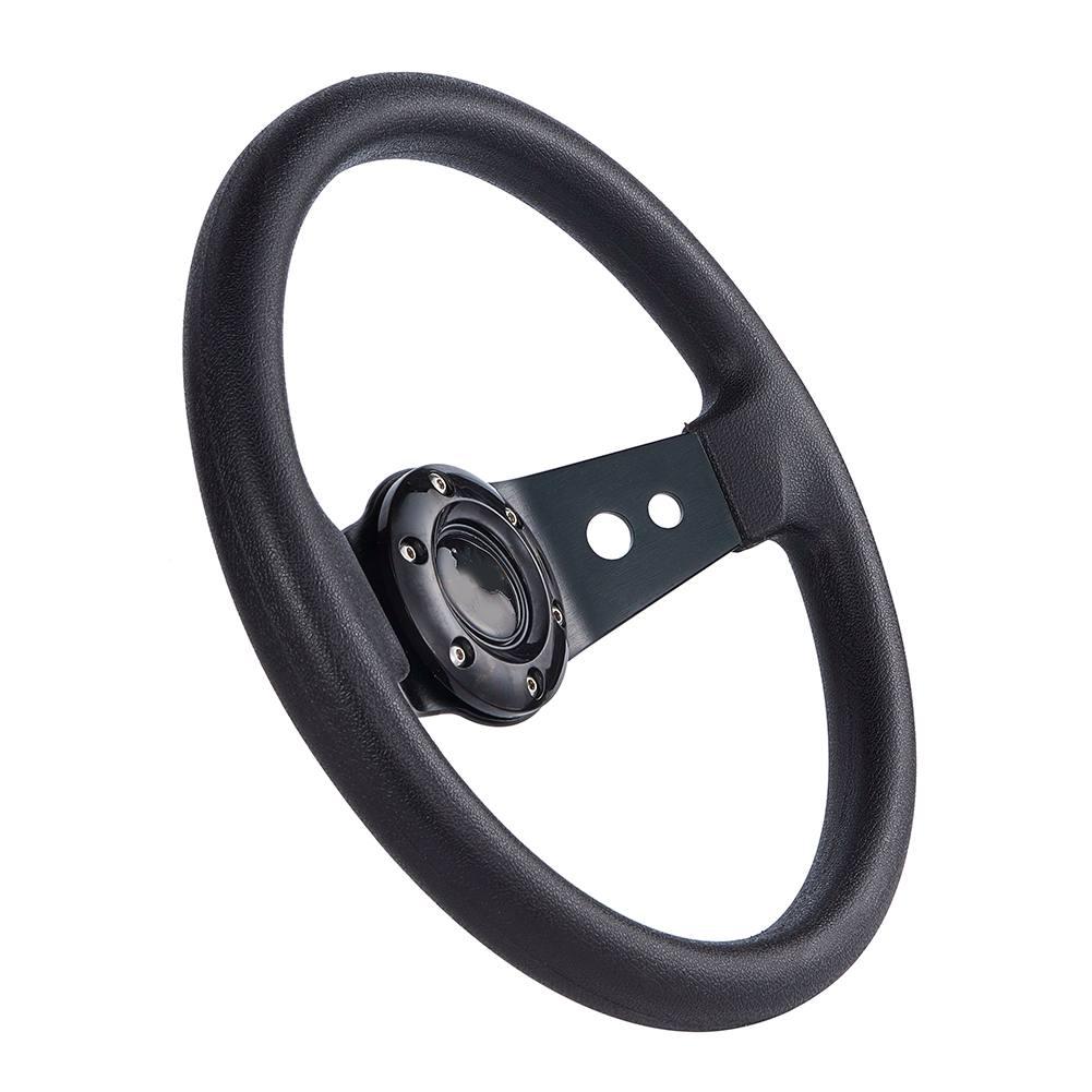 Rallye-Lenkrad mit tiefem 2-Speichen-Design, 320 mm Durchmesser, universelles Aluminium-Leder-Effekt