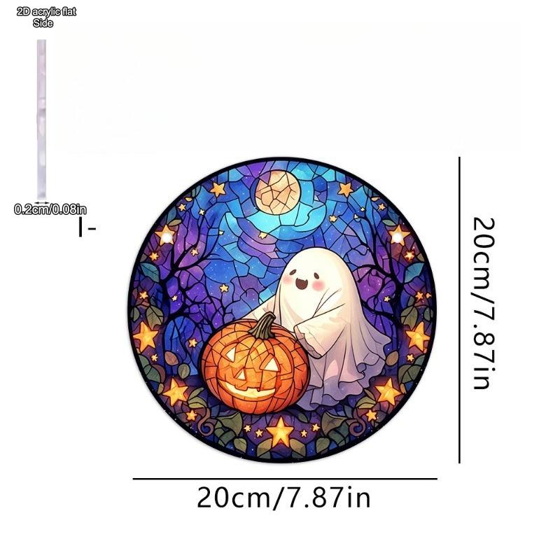 Halloween Ghost Sun Catcher - Circular Acrylic Sign, Acrylic Desktop Ornament, Wall Decor Art, Four Seasons Decoration, Novelty Home Decor
