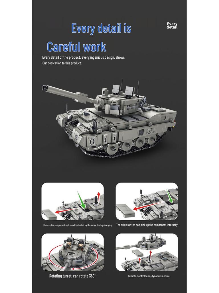 Remote Control Tank: Type 99 & Leopard Building Blocks Educational Toy for Children (676001)