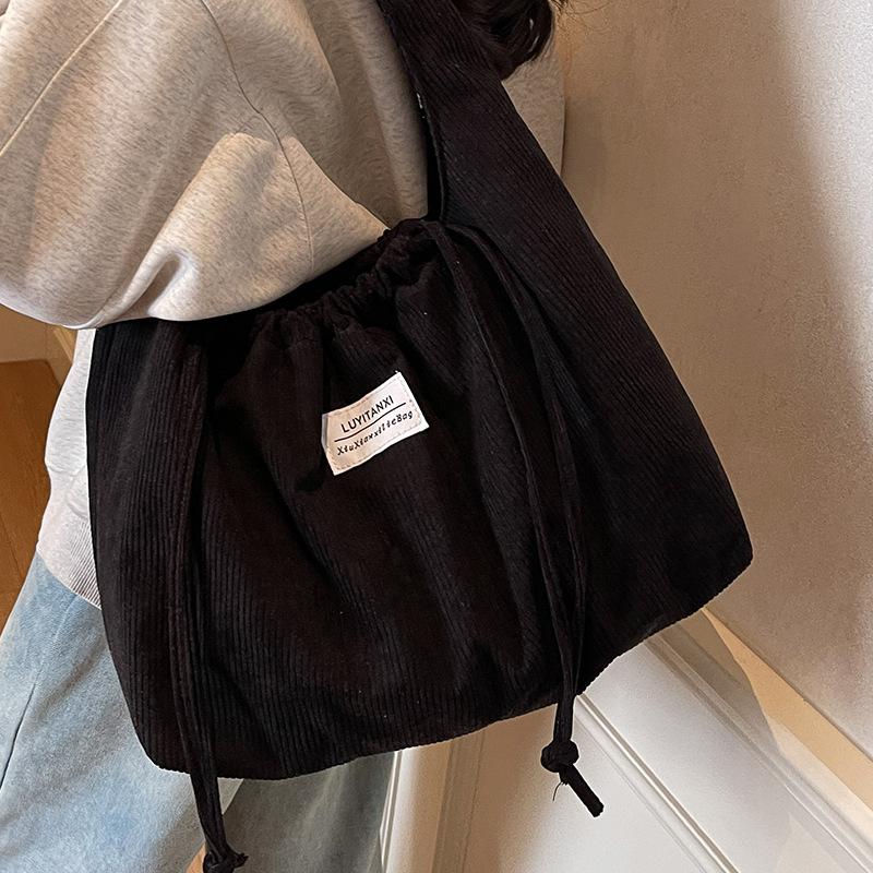 Autumn and Winter High-end Corduroy Underarm Bag for Women's Bag New Large Capacity Tote Bag Simple Shoulder Bag