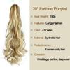 MISSQUEEN Synthetic Fiber Wavy Ponytail Ladies Clip-On Lengthened Long Ponytail Natural Curly Hair Extension Black Brown 22 Inches