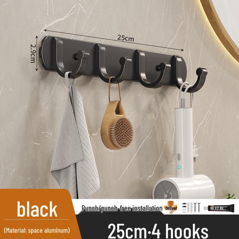 Porte-manteau mural en aluminium et étagère organisatrice avec crochets