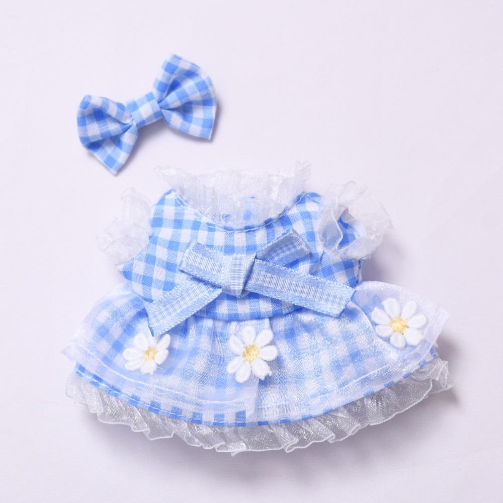 

Клетчатое платье для куклы Лабубу, сумка-мишка, 17 см, плюшевая одежда для кукол, хлопковые аксессуары для кукол Style 1