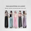 Yamamoto Women's High-Waist Wide-Leg Ice Silk Pants - Summer/Spring/Autumn Floor-Length Casual