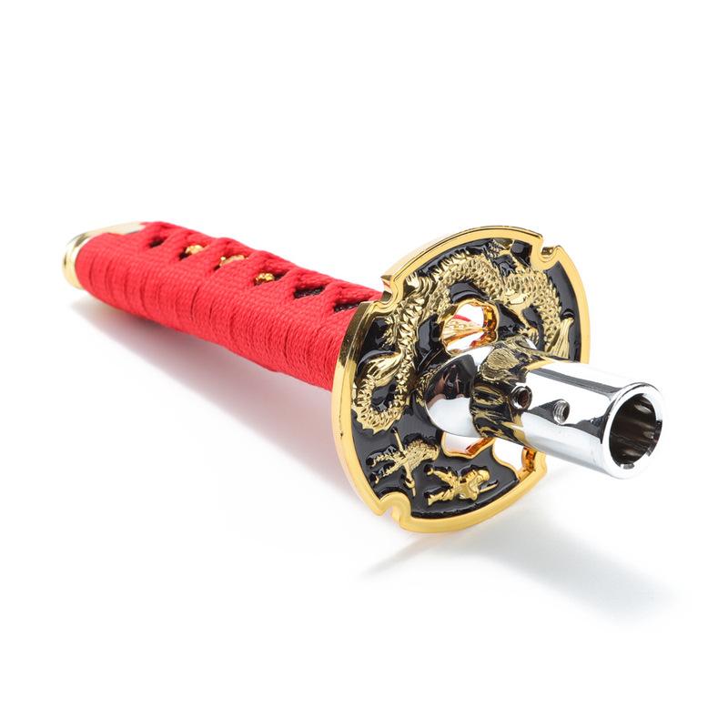 Samurai Sword Automatic Leather Shift Knob Universal For Lock/Button Transmission Cool Katana Gear Shifter Lever 150MM