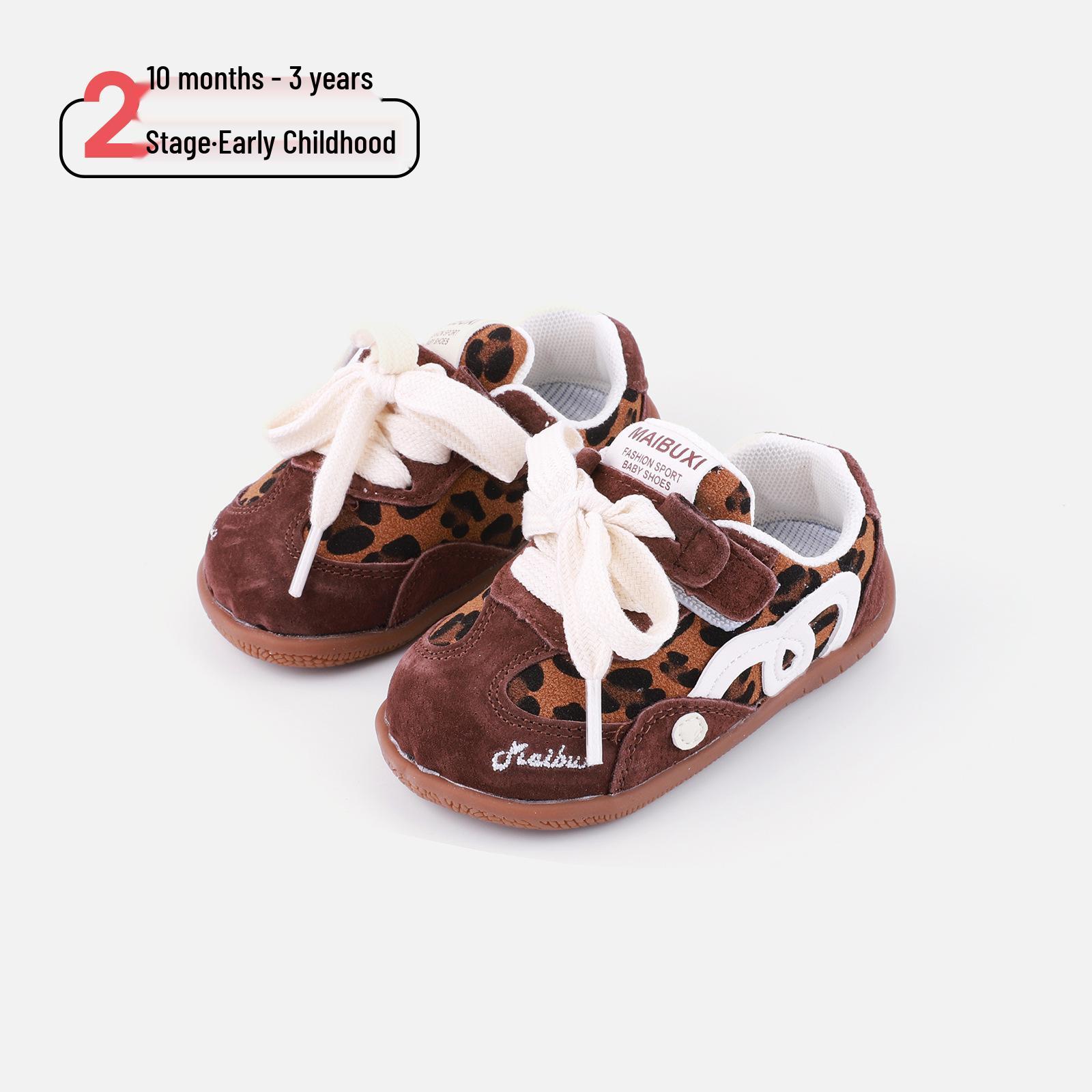 

Весна 2026 Дитячі перші кроки Нековзкі спортивні кросівки: М яка підошва, Модне повсякденне взуття для хлопчиків та дівчаток 18/13.5cm леопард друку кольору