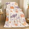 Adorable Halloween Pumpkin Cat Throw 240g Flannel Blanket, Suitable for Sofas, Beds, Offices, Exquisite Gift Blankets