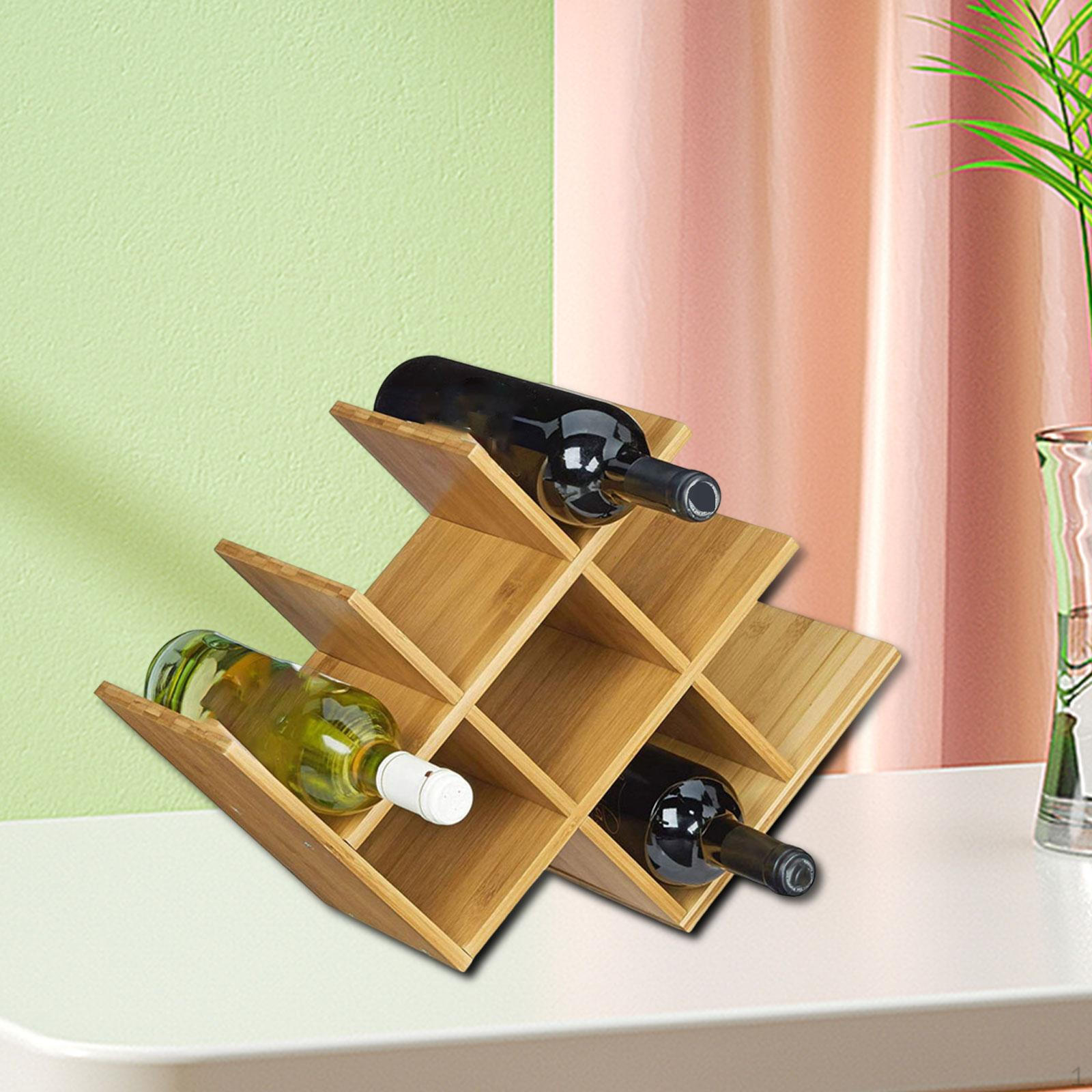 

Wood Wine Rack Stand Bracket Shelf Organizer Holder Champagne Display for Tabletop Kitchen