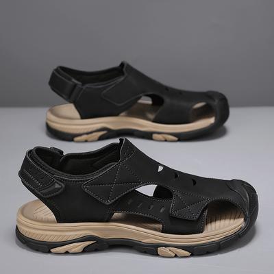 Herren Sandalen 2025 Sommer Echtleder Zehensandalen Lässige Urlaubs-Strandschuhe Leicht und Bequem Römische Schuhe