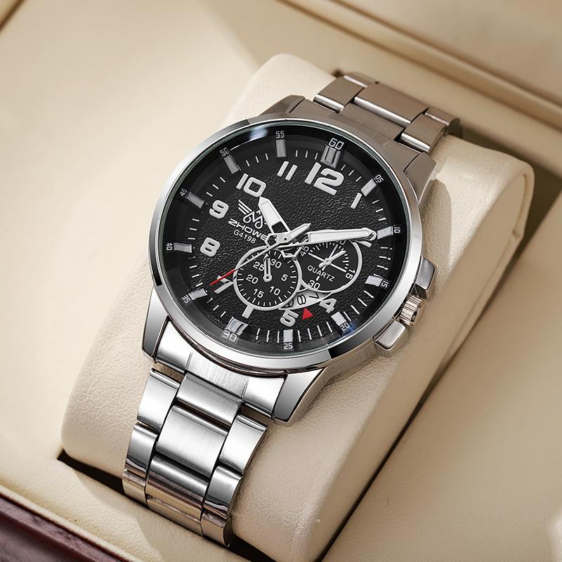 Casual Fashion Business Day Steel Belt Calendar Men'S Blue Quartz Watch