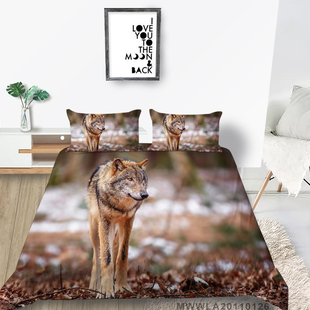 2023 New Style Wolf Printing Bedding Set Animals Duvet Cover Bed Cover Highend Pillowcase Cool Men Bedding Suit King Size Bed Set Cover