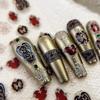 Retro 3D Embossed Nail Art Stickers with Shell Light Effect - Floral Design