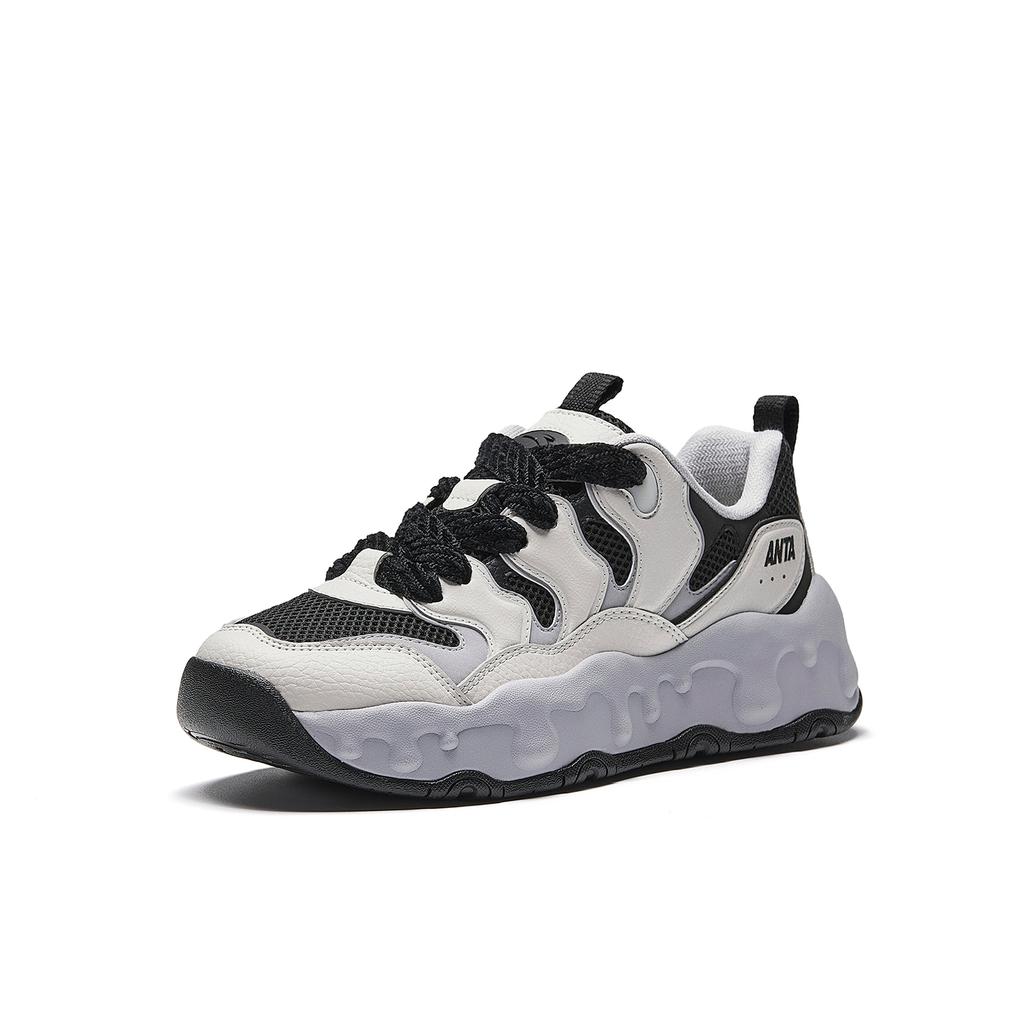Anta Milk Candy Cushioning Height Increasing Abrasion Resistant Lightweight Low top Casual Shoes Women's Black Gray 922618887-4