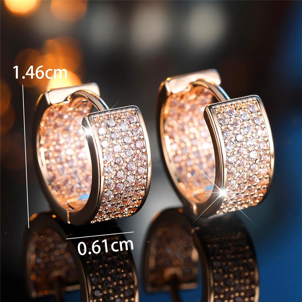 Luxury White Zircon Stone Hoop Earrings For Women Fashion Female Gold Color Wedding