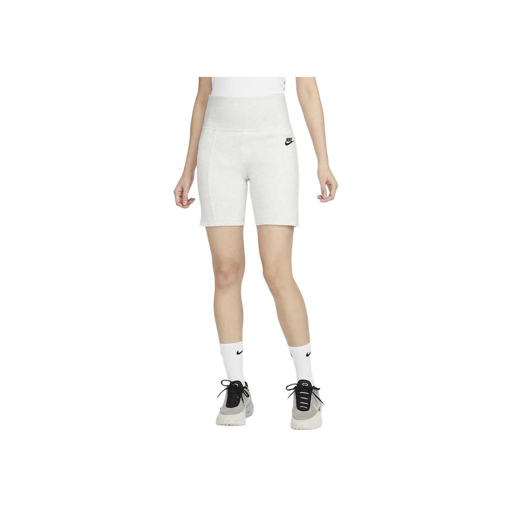 Nike Sportswear Tech Fleece Logo Print Slim High-Waisted Cycling Pants Women bottoms White FN2521-013