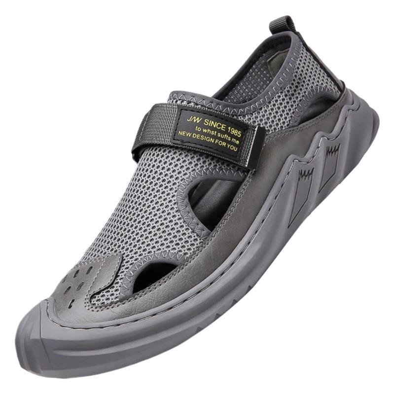 Sandale pantofi respirabili din piele răcoroasă pantofi cu găuri respirabile talpă moale suprafață moale pantofi casual goi cu o pedală pantofi casual cu plasă bărbați