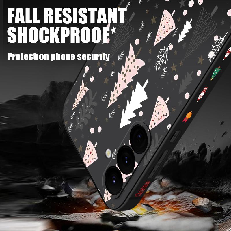 Lanyard Phone Case For Samsung Galaxy A56 A17 A26 A16 A36 A55 A54 A53 A15 S24 S25 FE S25 S22 S23 Ultra Plus Christmas Tree Patterned Cover