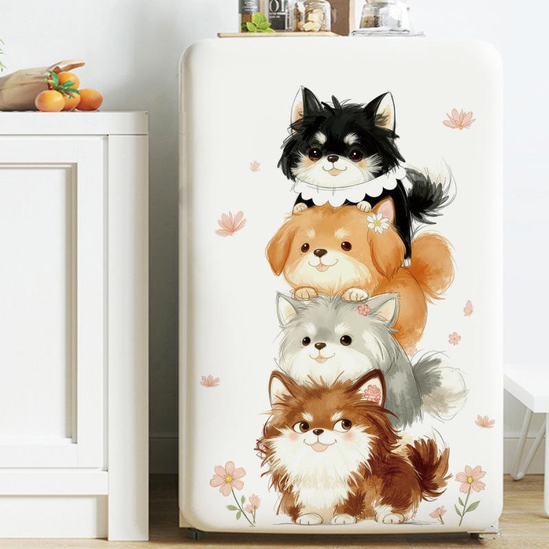 Adorable Cartoon Cat Wall Stickers: Self-Adhesive, Stackable Decor for Kids' Rooms