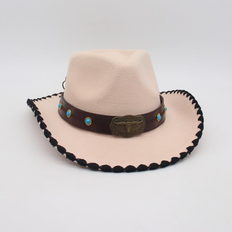 Men'S And Women'S Ethnic Style Western Cowboy Hat Sunscreen Travel Sunshade Top Hat Big Brim Jazz Hat Knight Hat