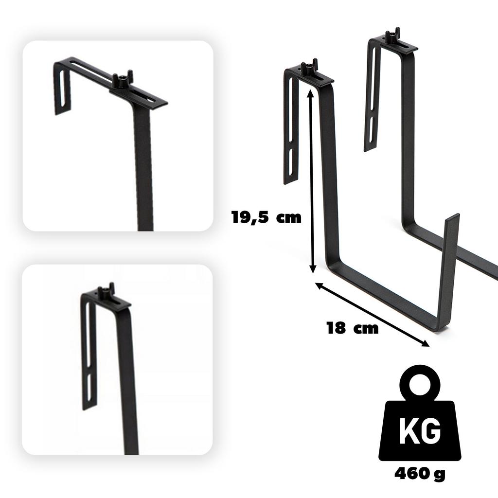 KADAX Flowerpot Balcony Box Handles 19x56cm Black